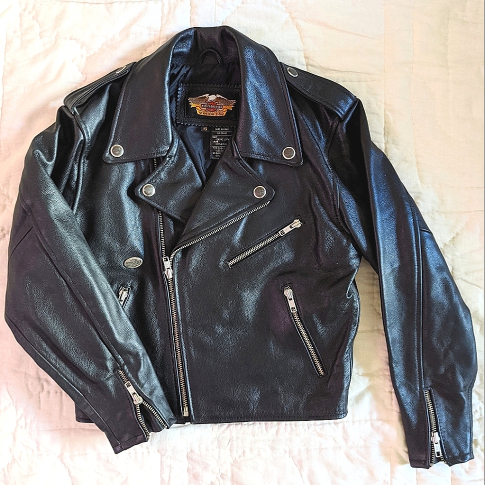 Harley Davidson Vintage Leather Jacket - crop